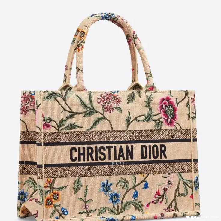 Cheap Fleurs Petites Motif Tote Dior Book Beige Canvas 0409 Hot Sale